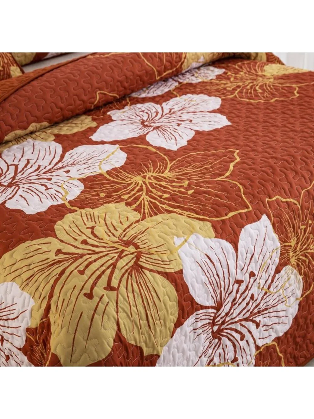 California King Floral Quilt Bedding Set - 3 Piece Fall Bedspread for Cozy Decor